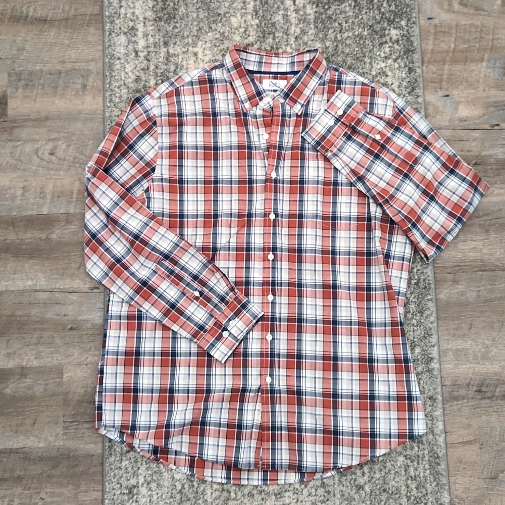Orange Plaid Croft & Borrow Men's long sleeve dress shirt, size 2X